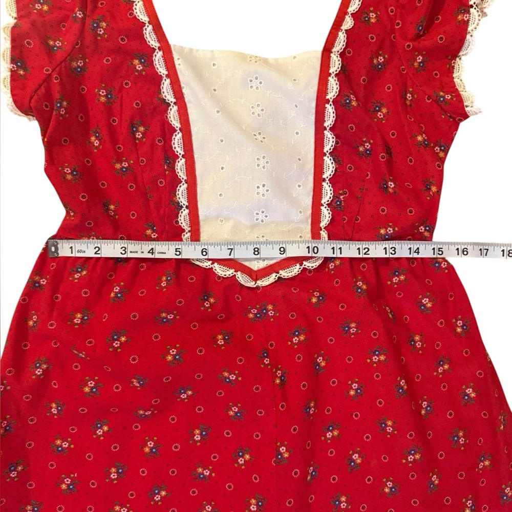 VTG 70’s Hilda Hawaii Cottagecore Prairie Maxi Dress Eyelet Lace Floral EUC - Picture 14 of 15